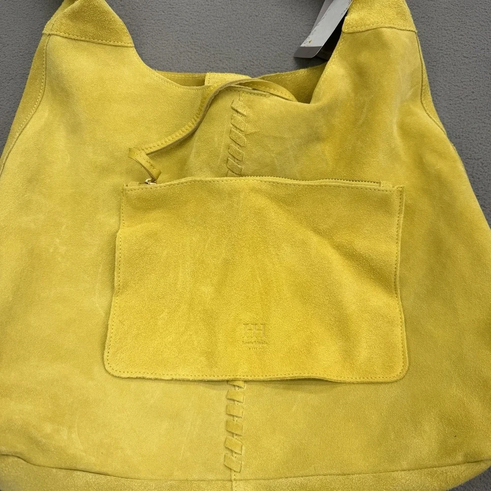 Haute Hippie Leather Festival Suede Leather Hobo Chartreuse Purse Bag Pouch New